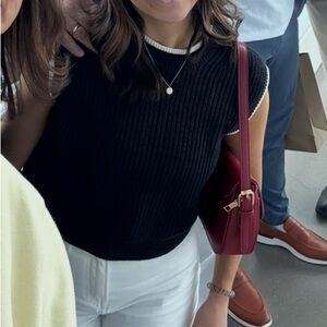 Abercrombie & Fitch Black Sleeveless Ribbed Tank with White Trim